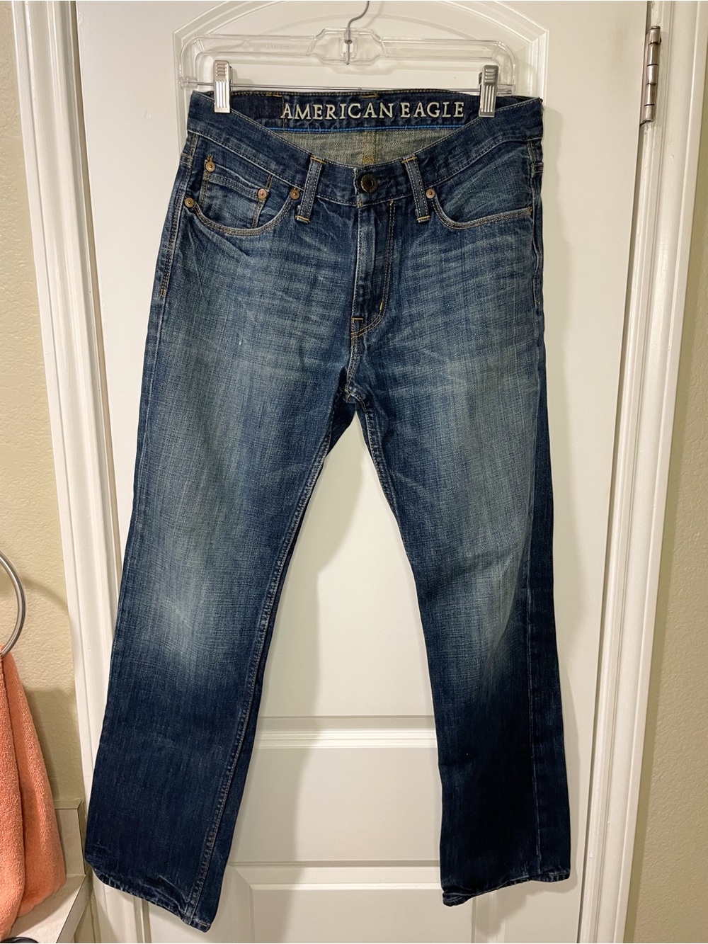 AEO Dark Wash Slim Straight Denim Jeans